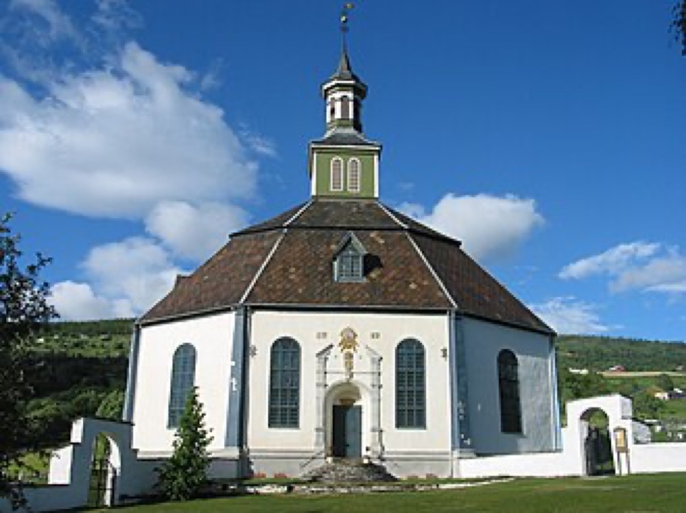 Sør-Fron Church, the octagonal stone parish church in Hundorp, Sør-Fron Municipality, Innlandet, Norway
